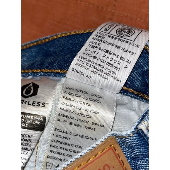 Levis Blue Distressed High-Waisted Denim With Raw Hem Women's Shorts Size 26 - Picture 8 of 8